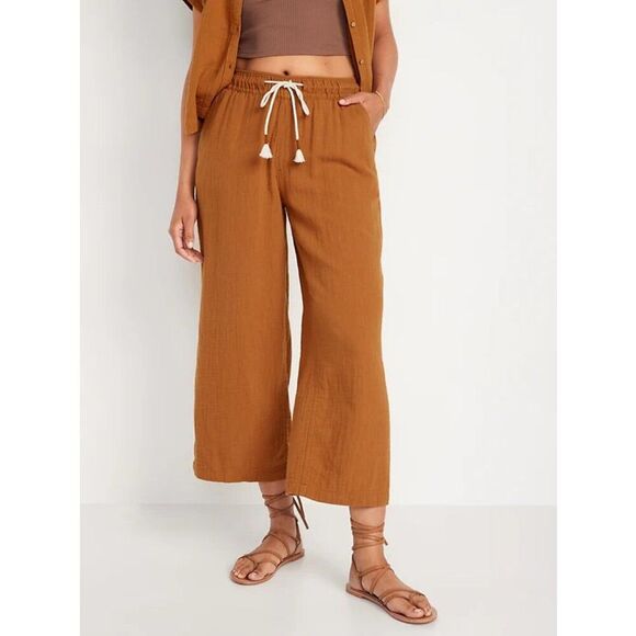 Old Navy Textured Pants Size Large Cropped - Picture 1 of 10